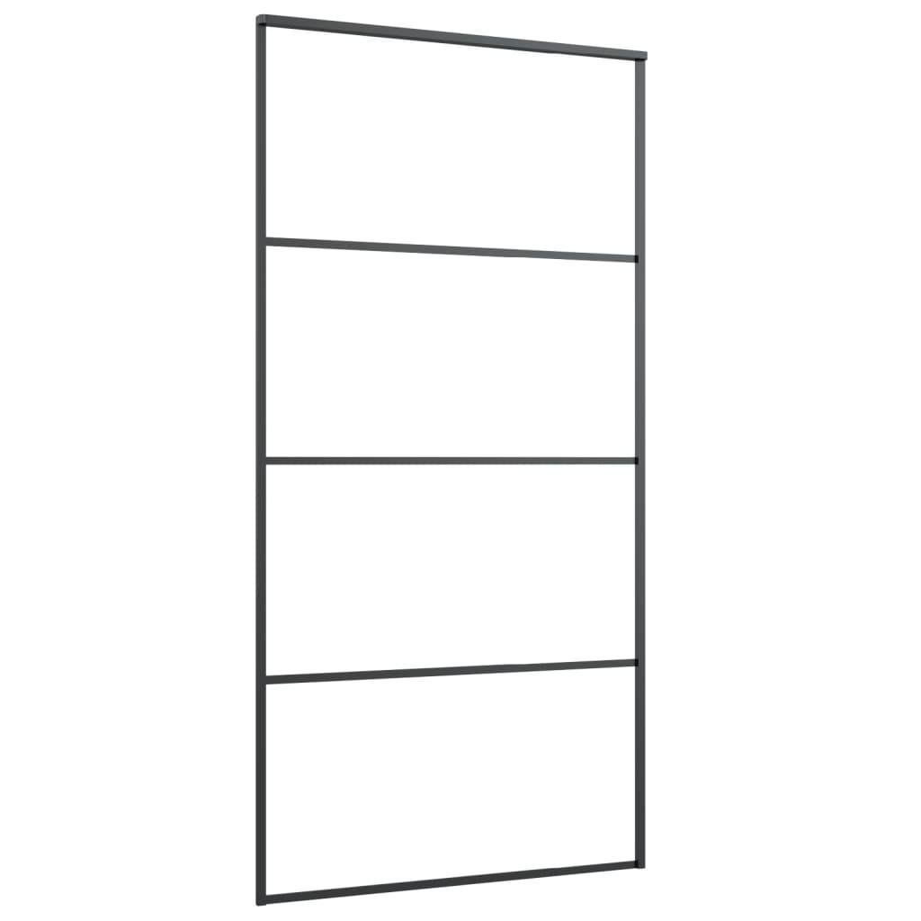 vidaXL Sliding Door Aluminium and ESG Glass 102.5x205 cm Black