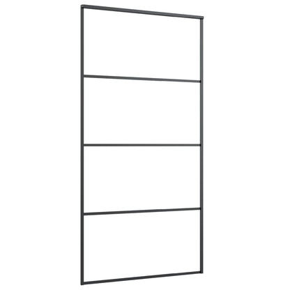 vidaXL Sliding Door Aluminium and ESG Glass 102.5x205 cm Black