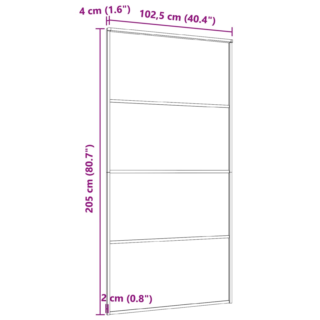 vidaXL Sliding Door Aluminium and ESG Glass 102.5x205 cm Black