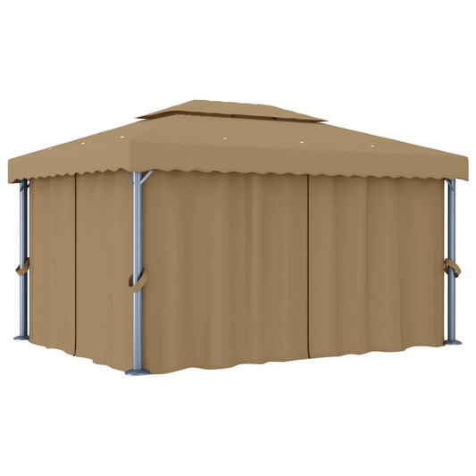 vidaXL Gazebo with Curtain 4x3 m Taupe Aluminium
