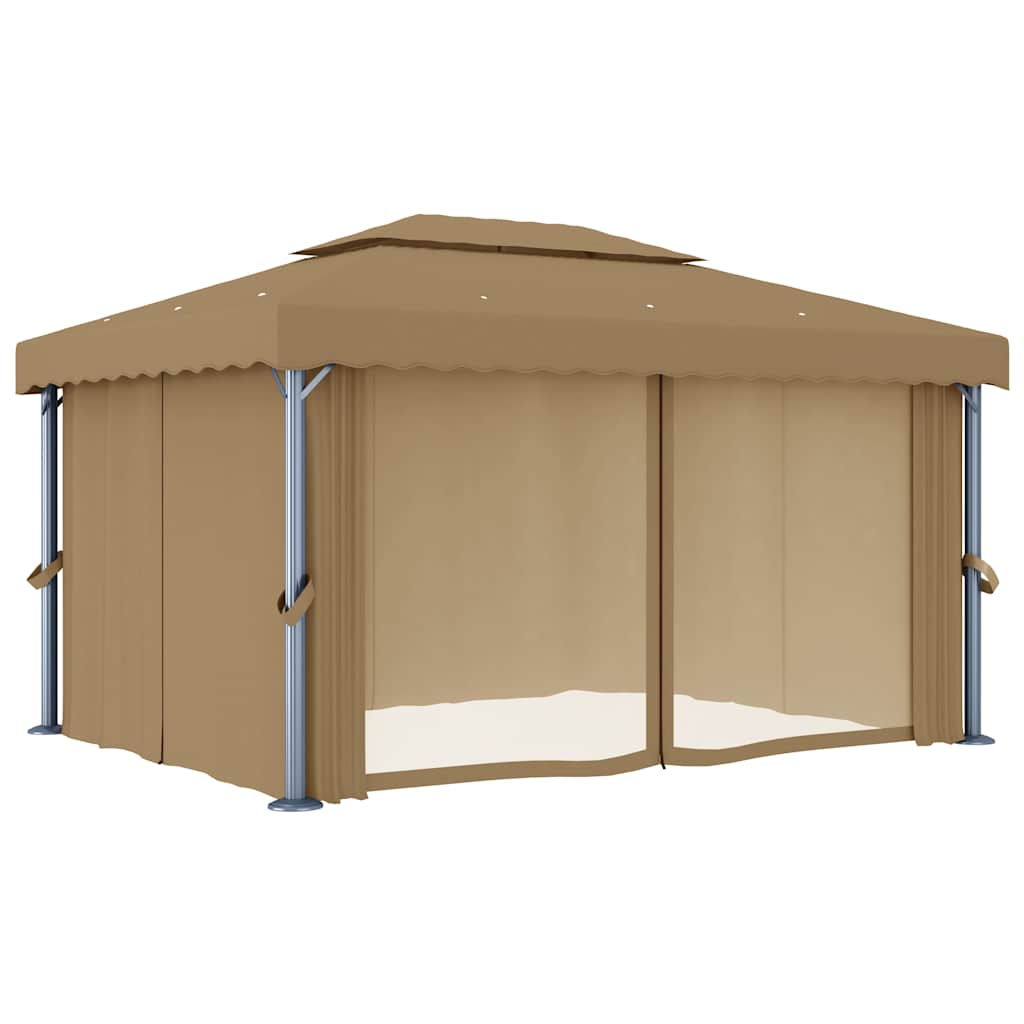 vidaXL Gazebo with Curtain 4x3 m Taupe Aluminium