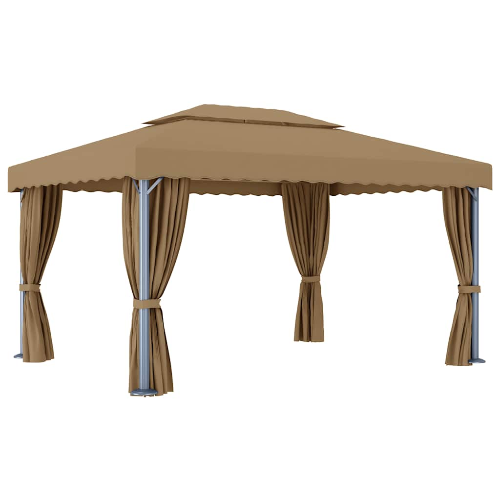 vidaXL Gazebo with Curtain 4x3 m Taupe Aluminium