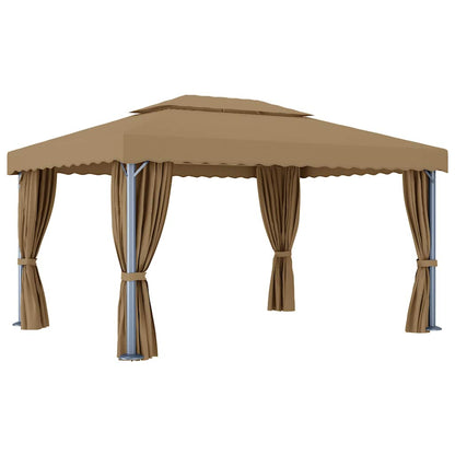 vidaXL Gazebo with Curtain 4x3 m Taupe Aluminium