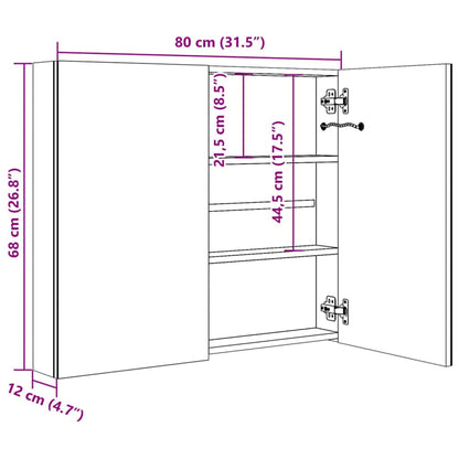 325545 vidaXL LED Bathroom Mirror Cabinet 80x12,2x68 cm
