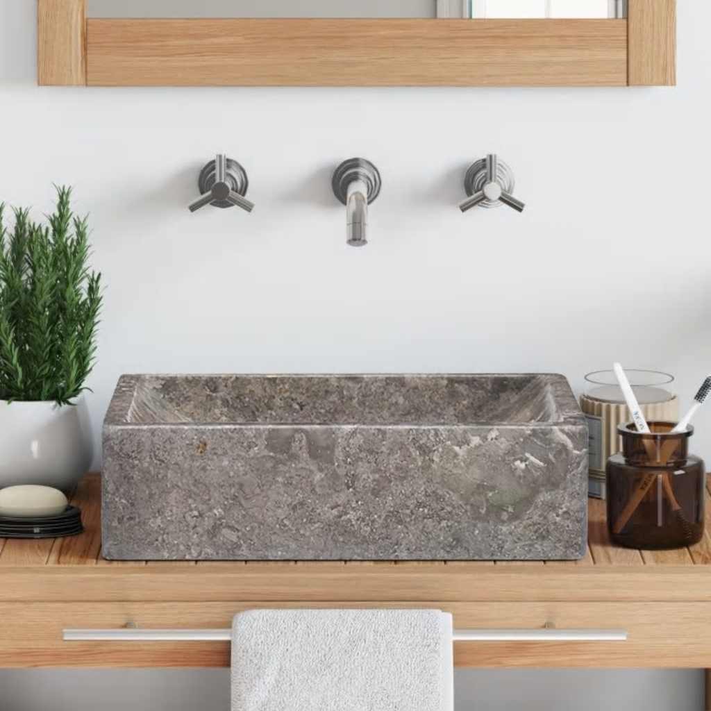 149156 vidaXL Sink 45x30x12 cm Marble High Gloss Grey