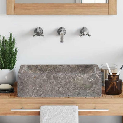 149156 vidaXL Sink 45x30x12 cm Marble High Gloss Grey