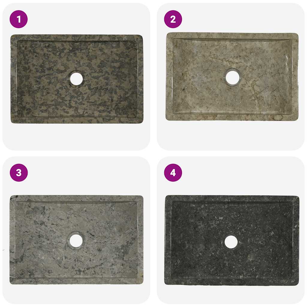 vidaXL Sink 45x30x12 cm Marble High Gloss Grey