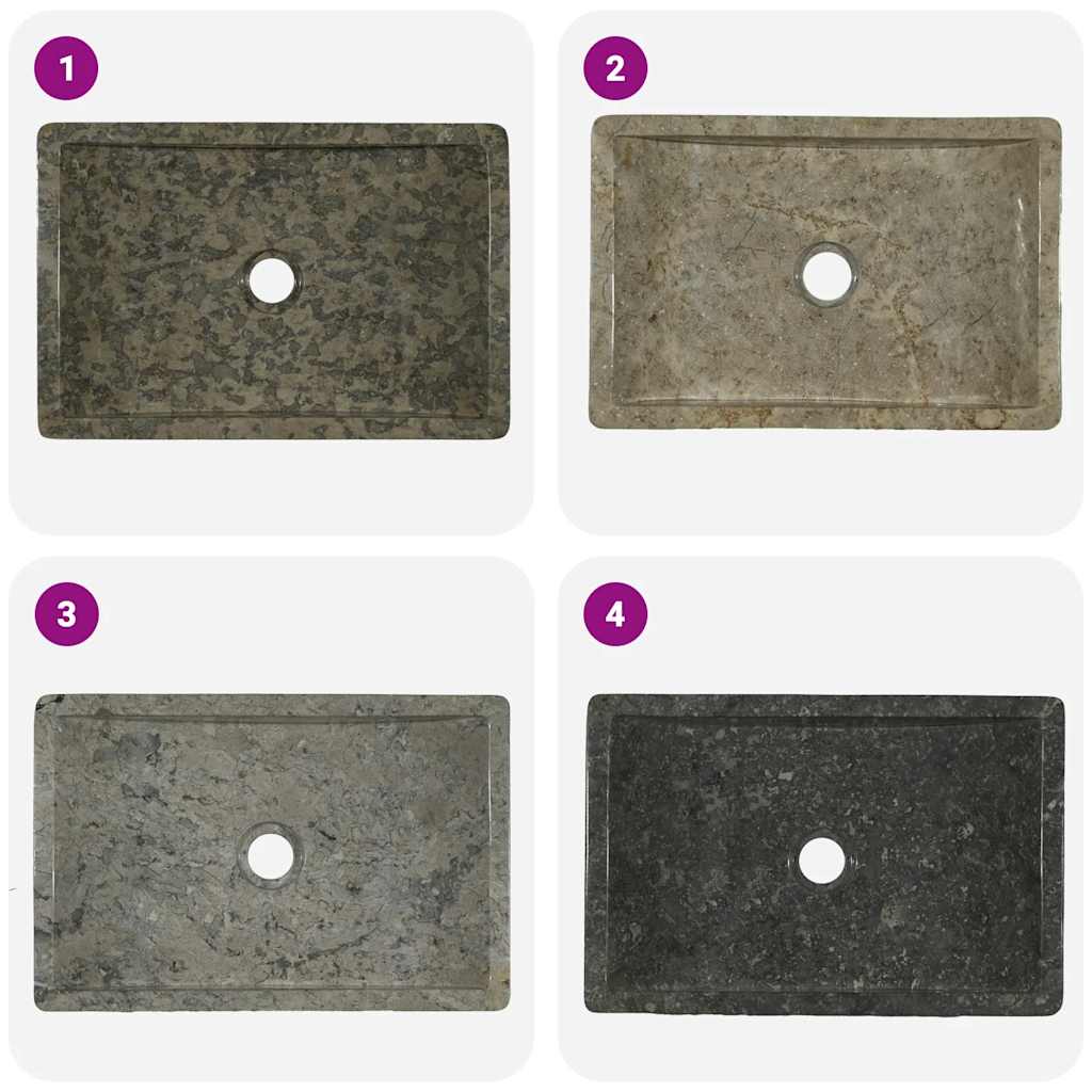 149156 vidaXL Sink 45x30x12 cm Marble High Gloss Grey