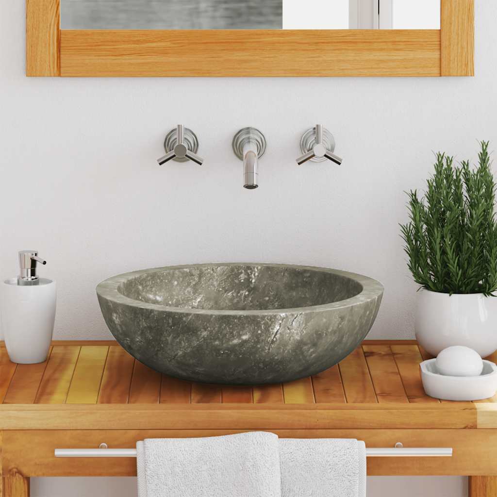 vidaXL Sink Grey Ø40x12 cm Marble