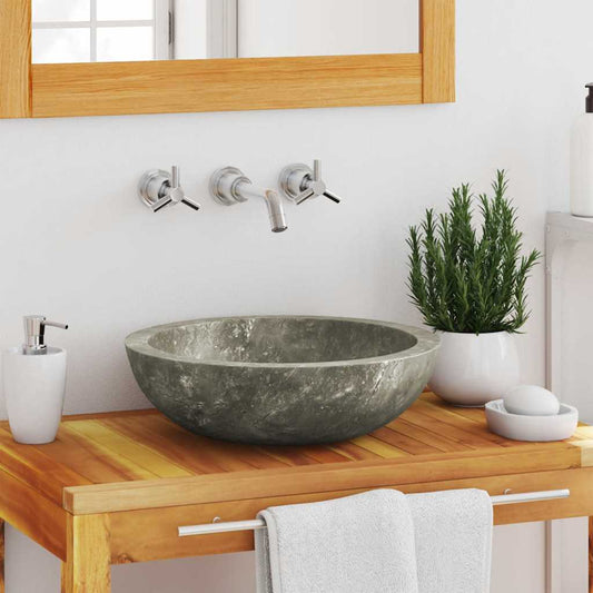 149157 vidaXL Sink Grey Ø40x12 cm Marble