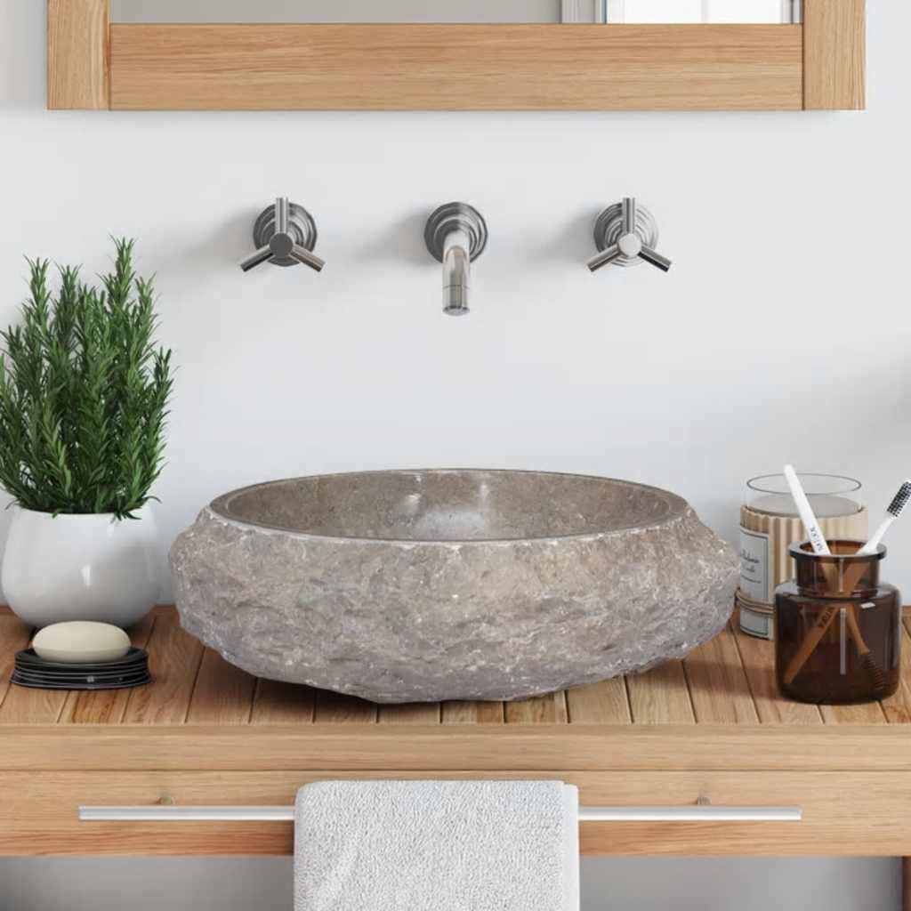 vidaXL Sink Grey Ø40x12 cm Marble