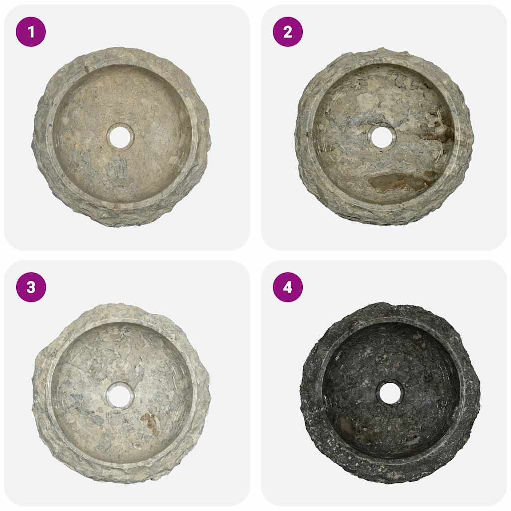 vidaXL Sink Grey Ø40x12 cm Marble