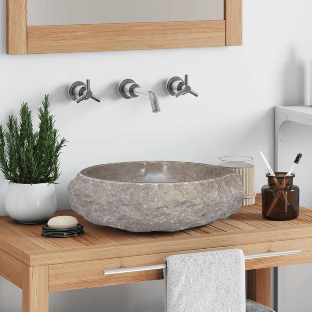 149158 vidaXL Sink Grey Ø40x12 cm Marble