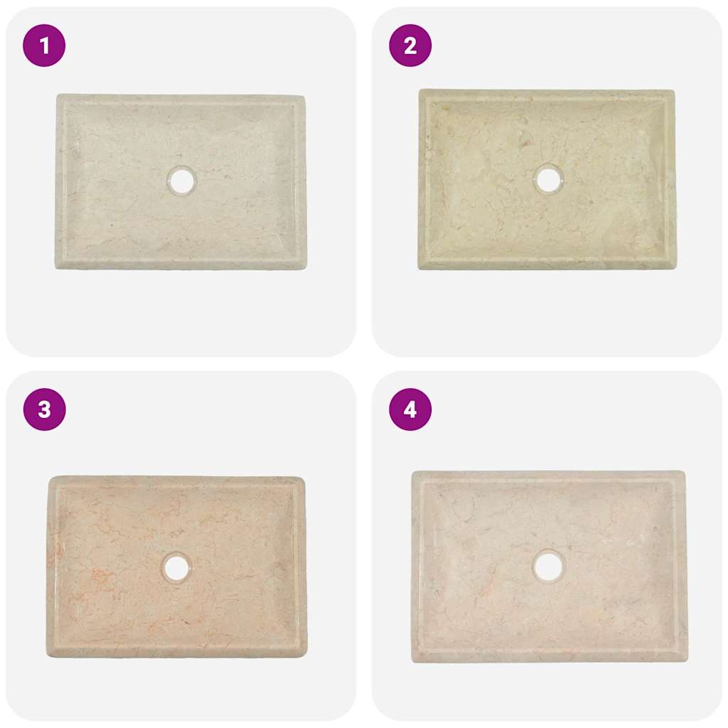 vidaXL Sink Cream 50x35x10 cm Marble