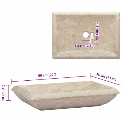 vidaXL Sink Cream 50x35x10 cm Marble