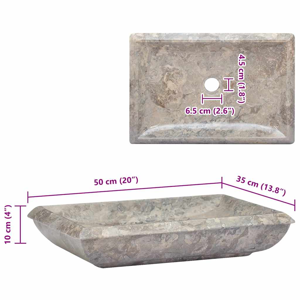 vidaXL Sink Grey 50x35x10 cm Marble