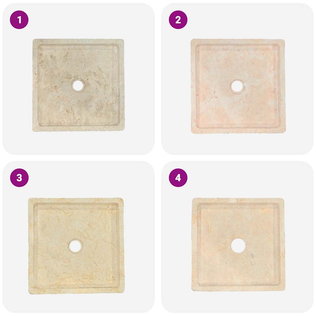 vidaXL Sink Cream 40x40x10 cm Marble