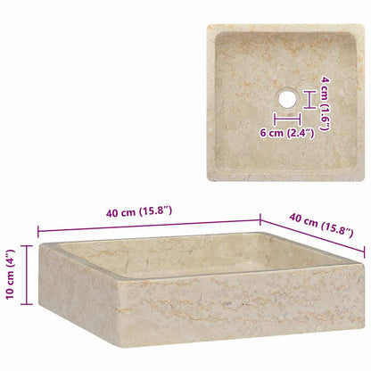vidaXL Sink Cream 40x40x10 cm Marble