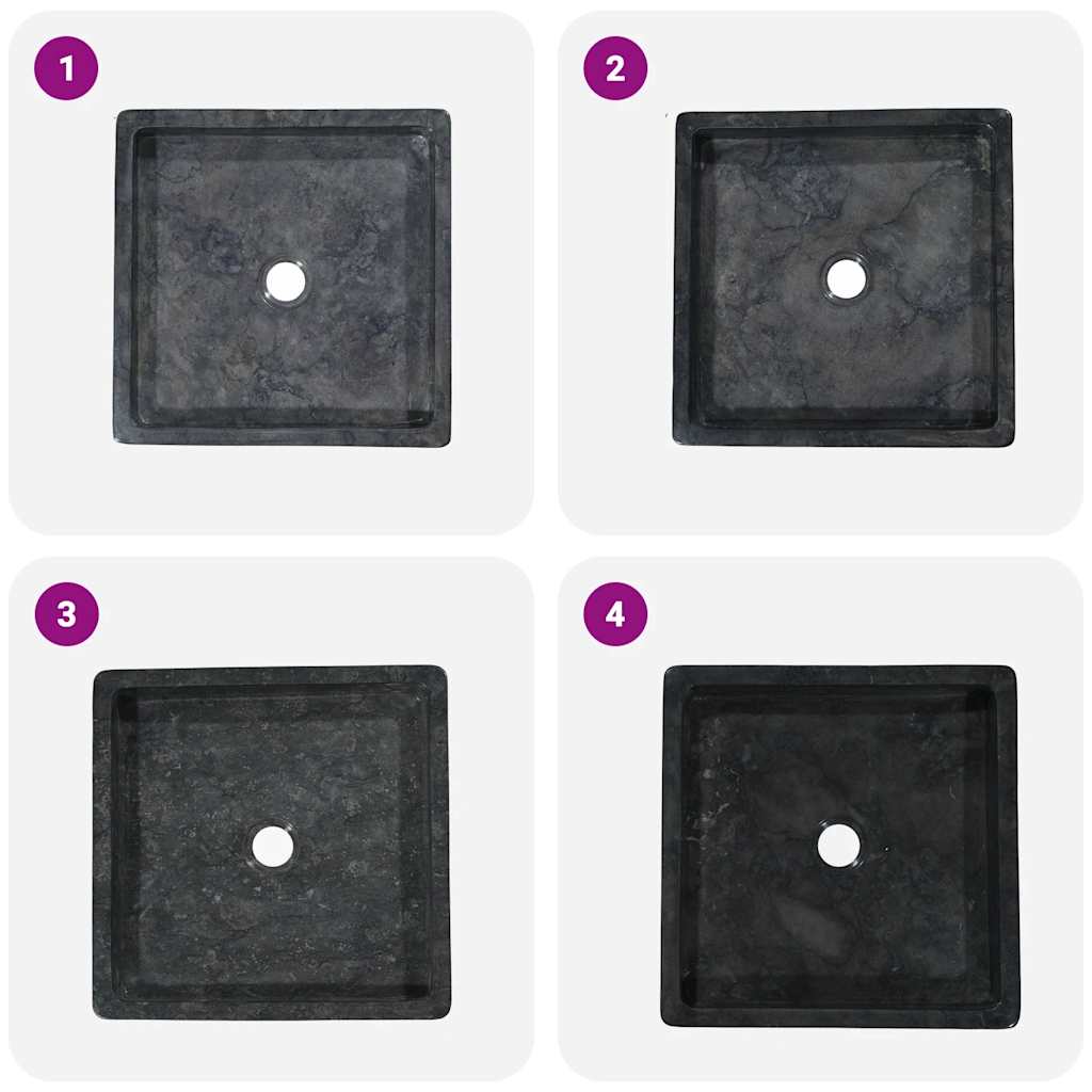 vidaXL Sink Black 40x40x10 cm Marble