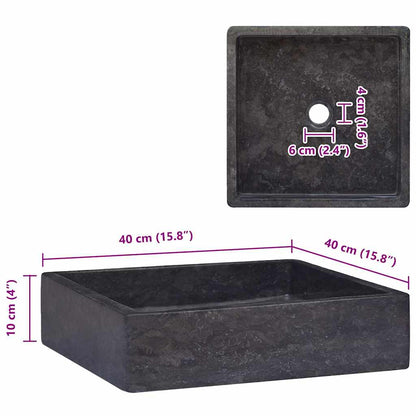 vidaXL Sink Black 40x40x10 cm Marble