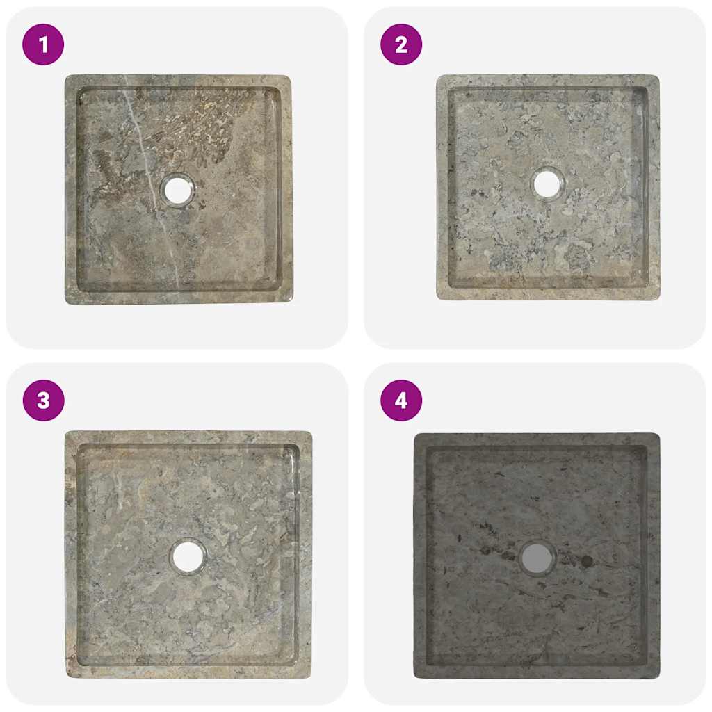 vidaXL Sink Grey 40x40x10 cm Marble