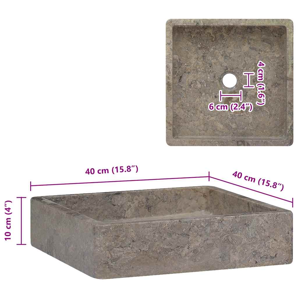 vidaXL Sink Grey 40x40x10 cm Marble