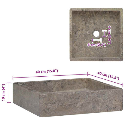 vidaXL Sink Grey 40x40x10 cm Marble