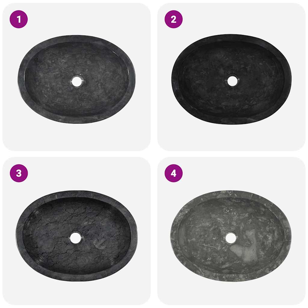 vidaXL Sink Black 53x40x15 cm Marble