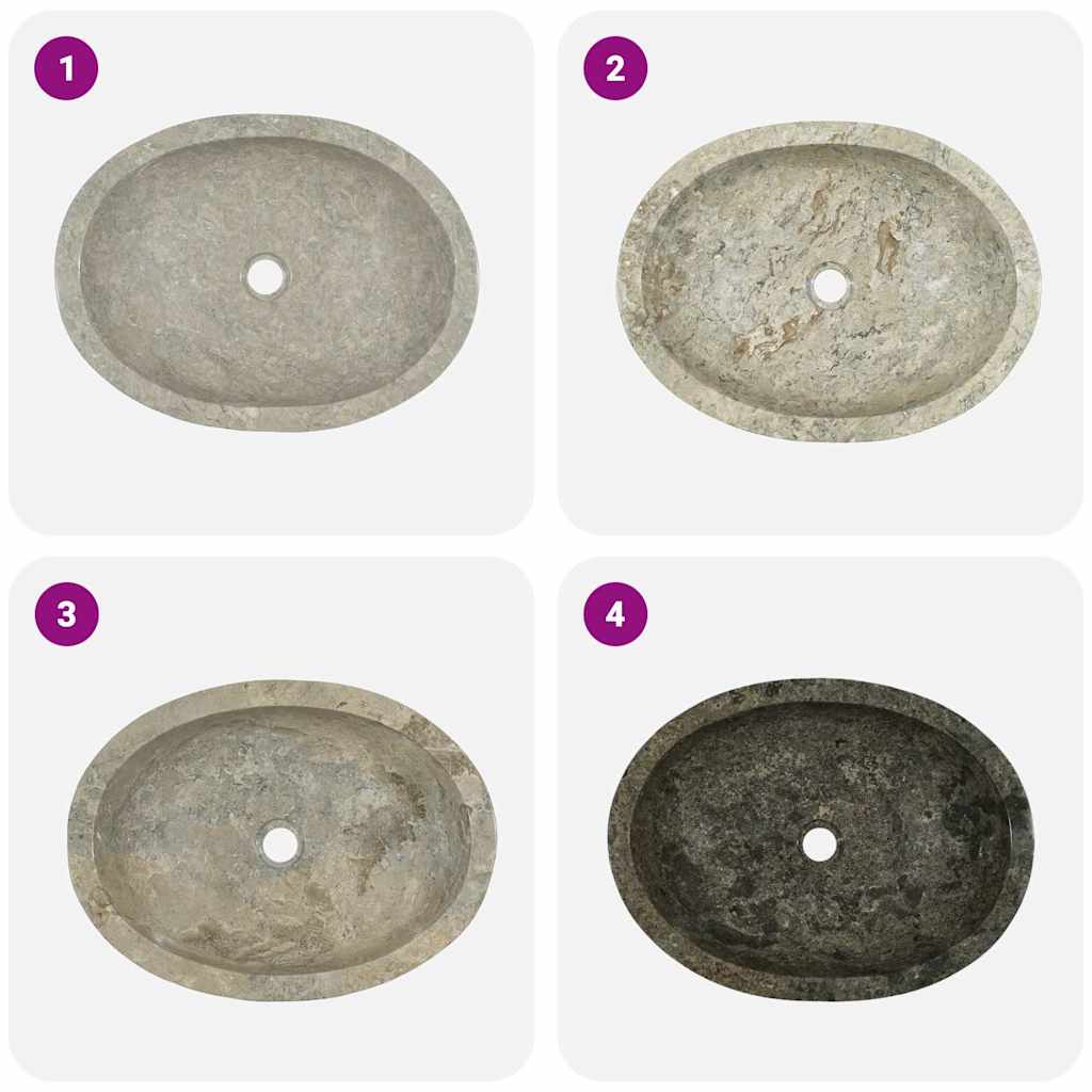 vidaXL Sink Grey 53x40x15 cm Marble