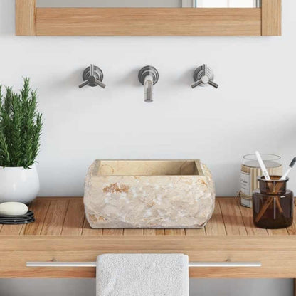 vidaXL Sink Cream 30x30x13 cm Marble