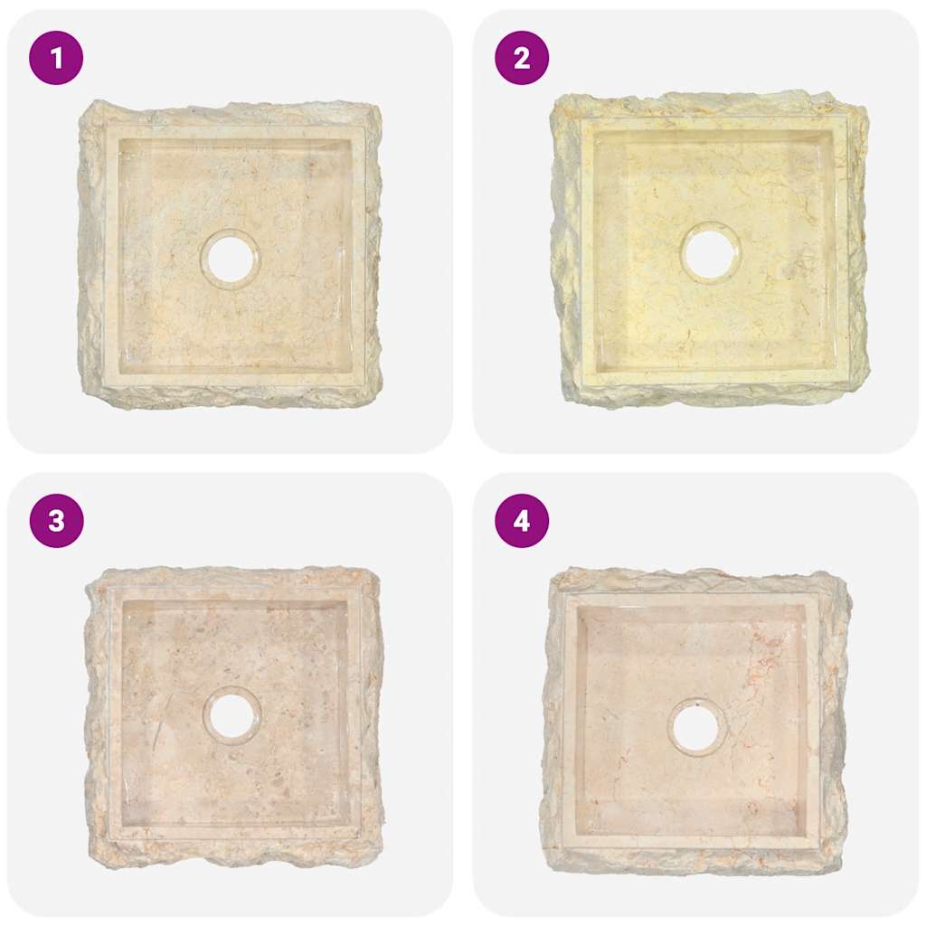 vidaXL Sink Cream 30x30x13 cm Marble