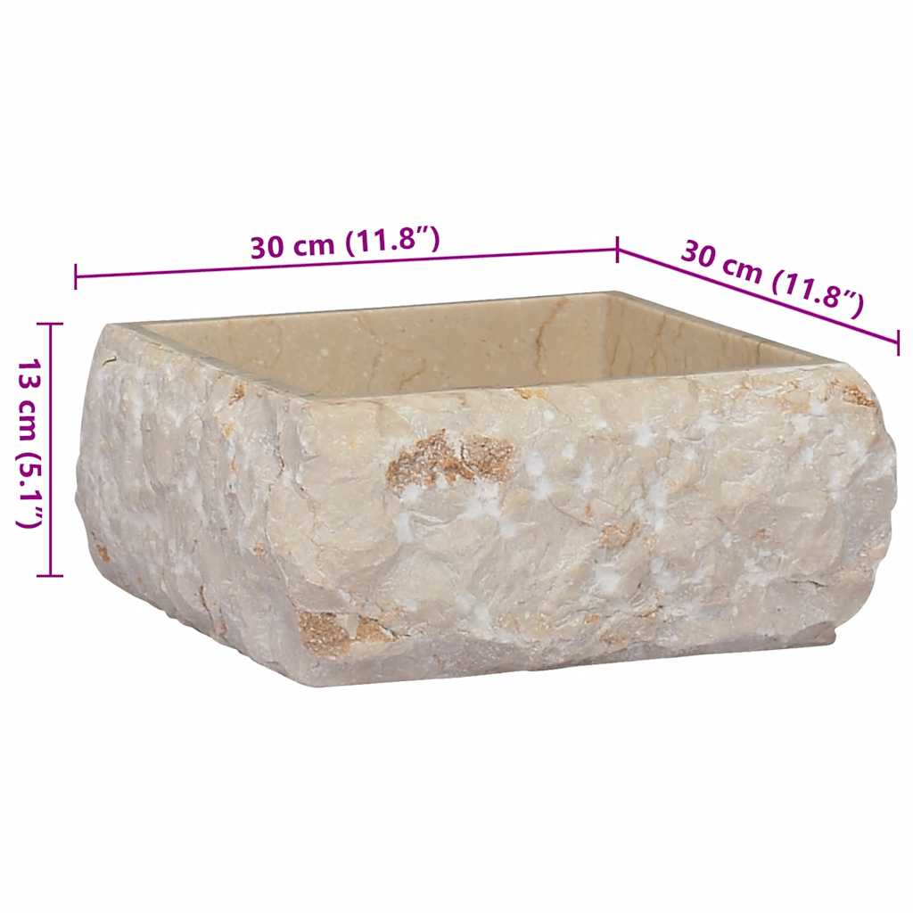 vidaXL Sink Cream 30x30x13 cm Marble