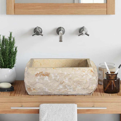 149174 vidaXL Sink Cream 30x30x13 cm Marble