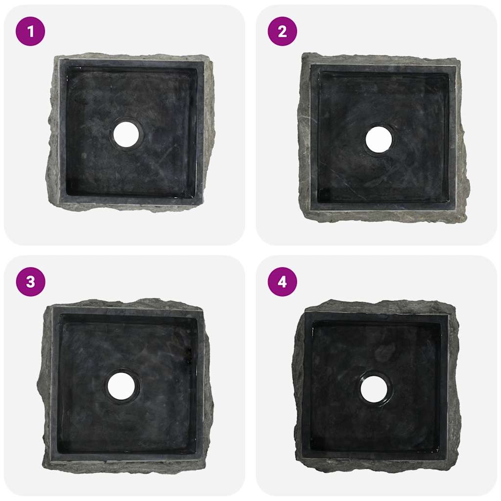 vidaXL Sink Black 30x30x13 cm Marble