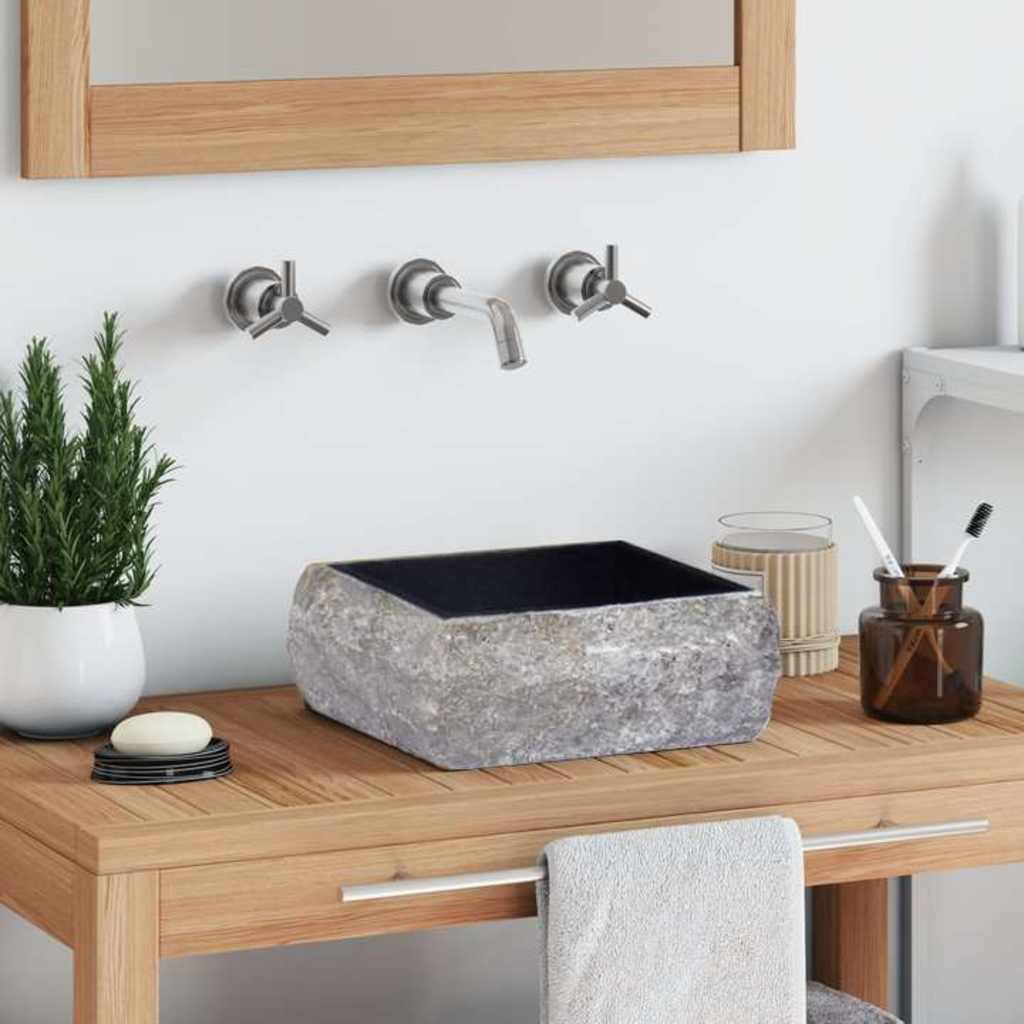 vidaXL Sink Black 30x30x13 cm Marble