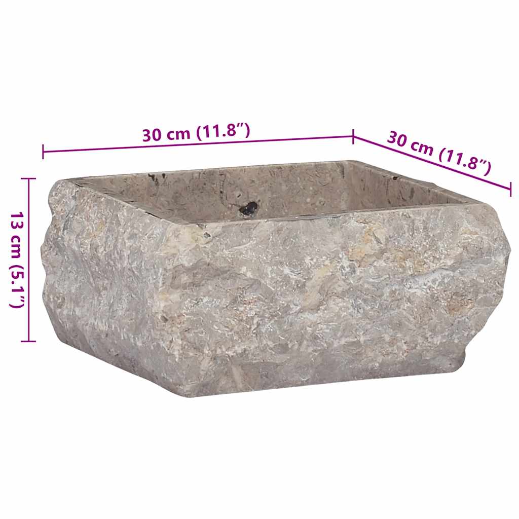 vidaXL Sink Grey 30x30x13 cm Marble