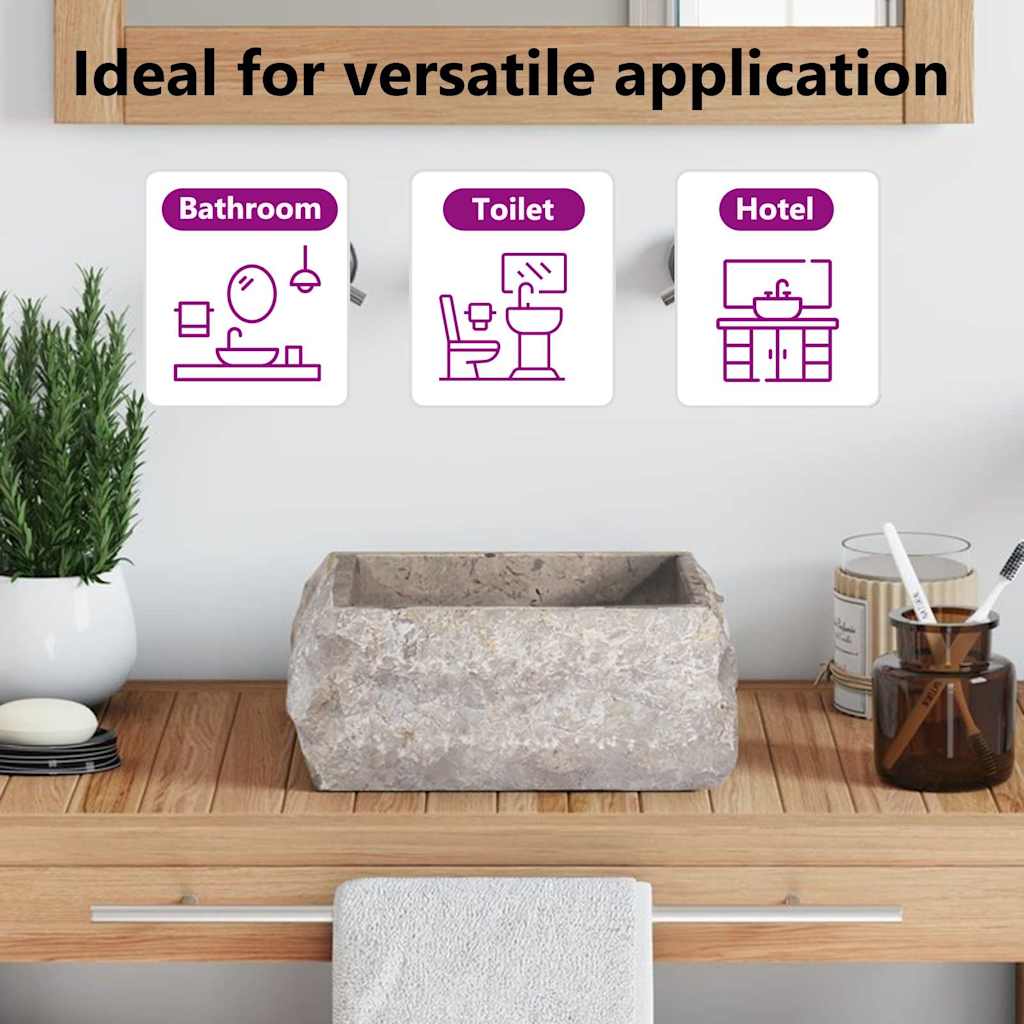 149176 vidaXL Sink Grey 30x30x13 cm Marble