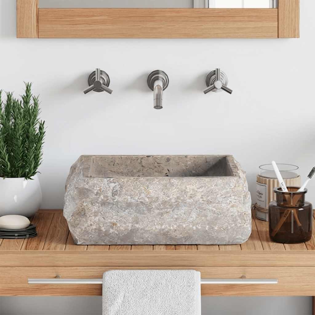 vidaXL Sink Grey 30x30x13 cm Marble