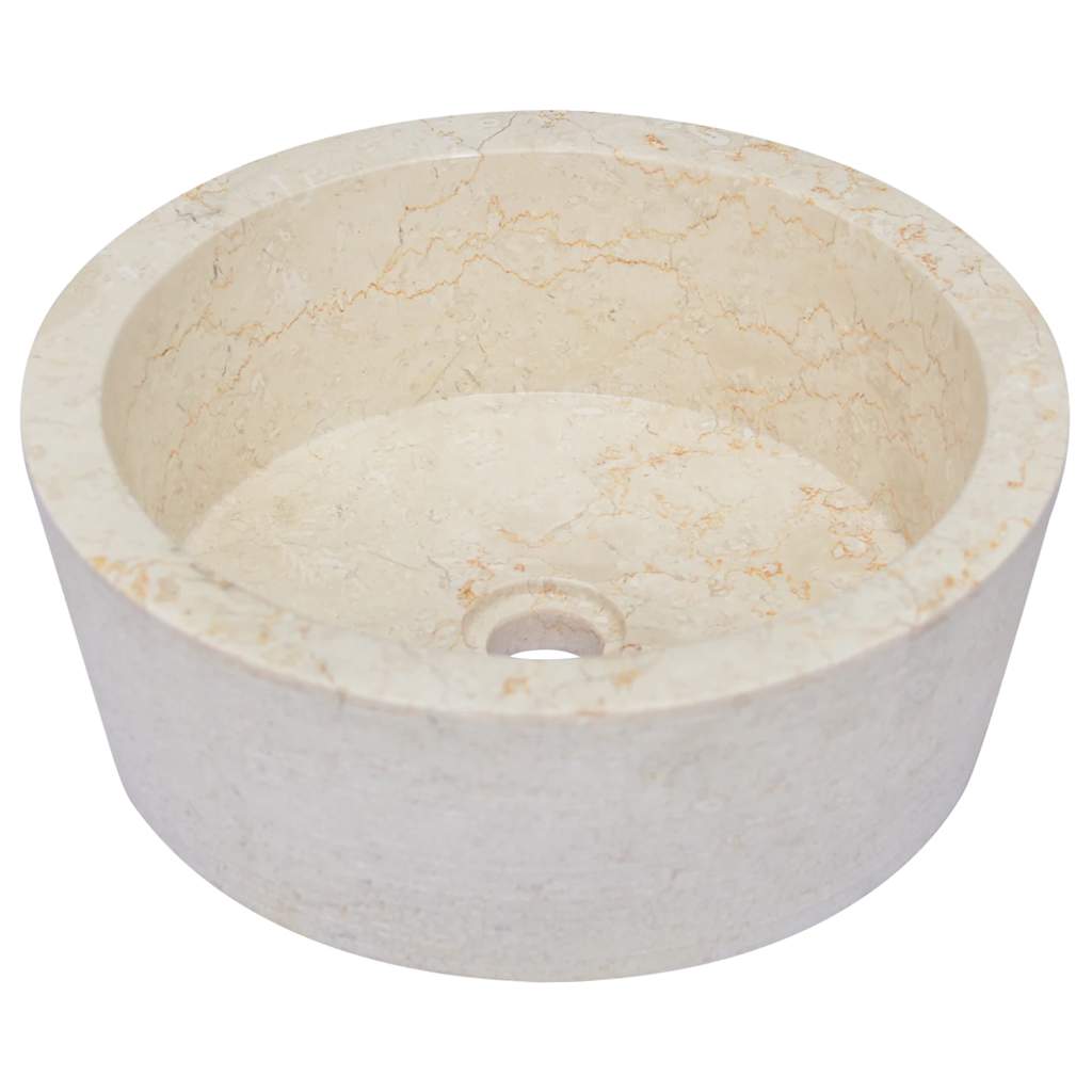 149177 vidaXL Sink Cream Ø40x15 cm Marble