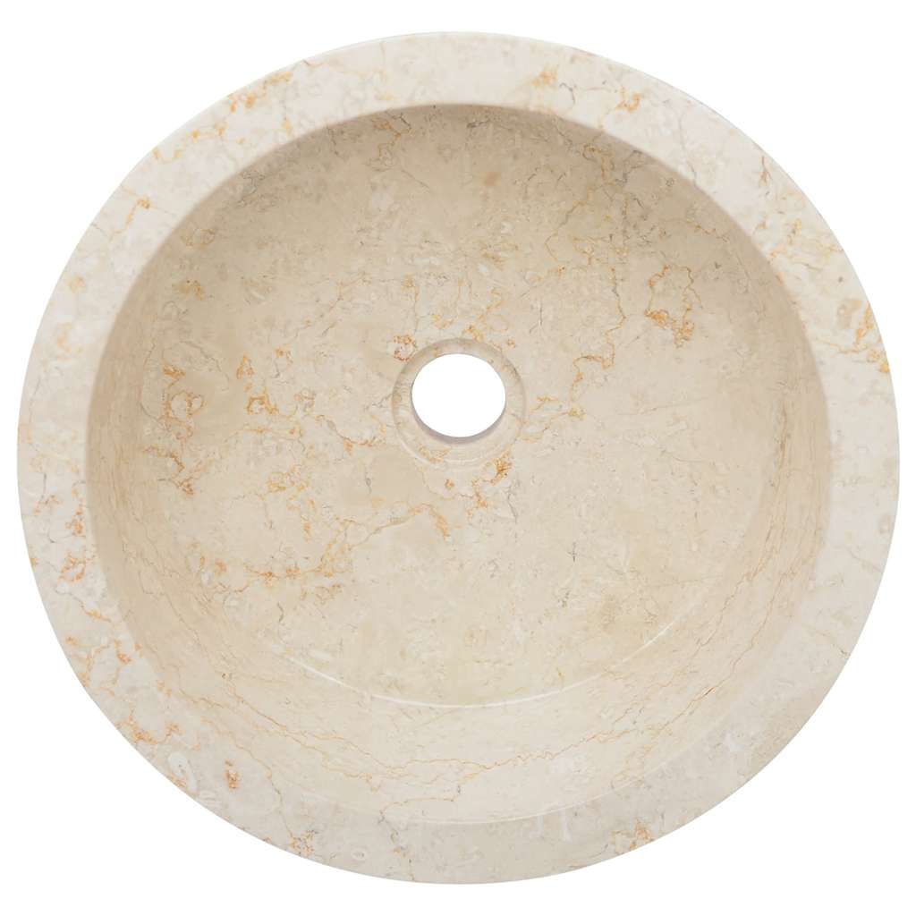 149177 vidaXL Sink Cream Ø40x15 cm Marble