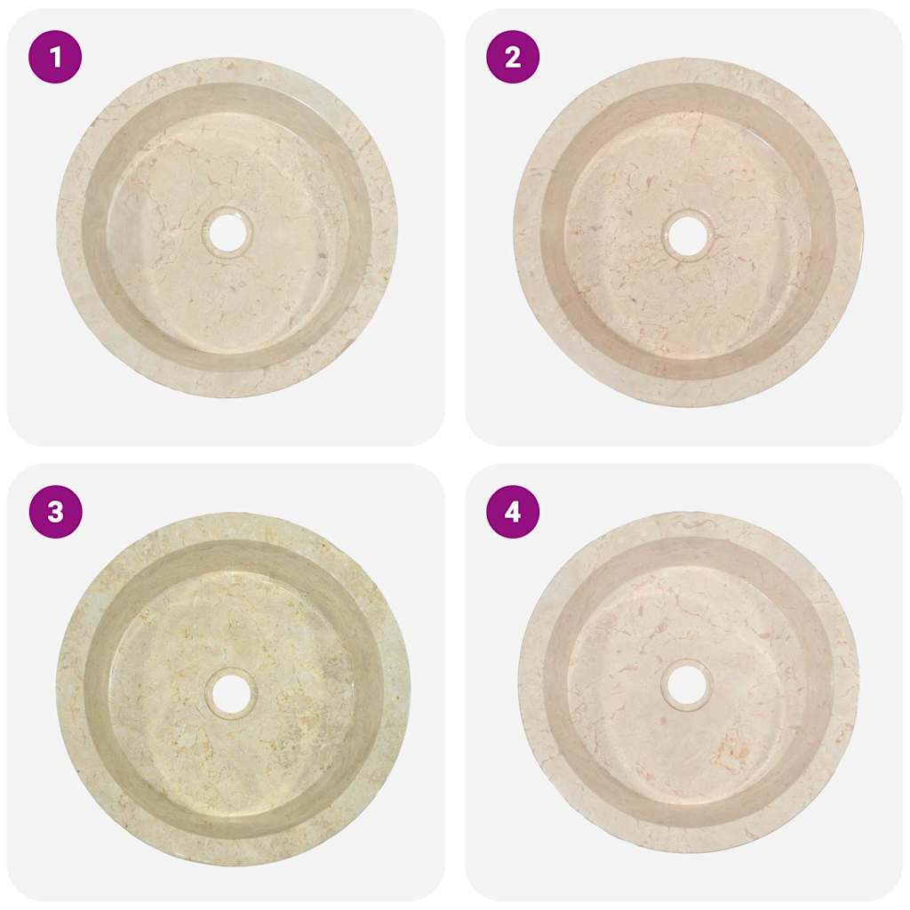 vidaXL Sink Cream Ø40x15 cm Marble