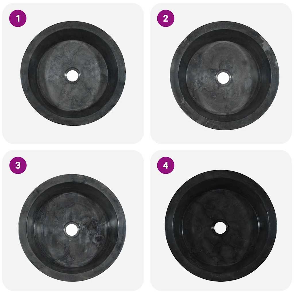 vidaXL Sink Black Ø40x15 cm Marble