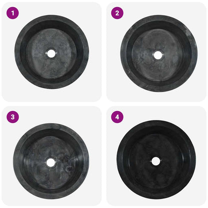 vidaXL Sink Black Ø40x15 cm Marble