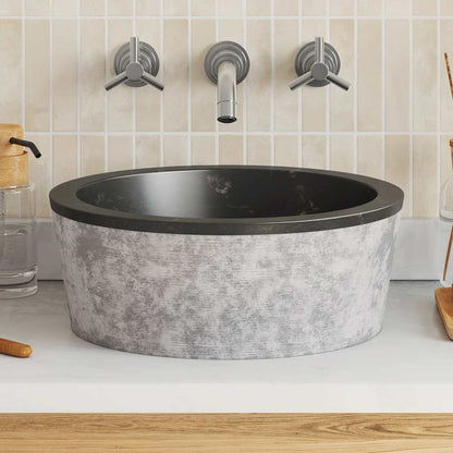 149178 vidaXL Sink Black Ø40x15 cm Marble
