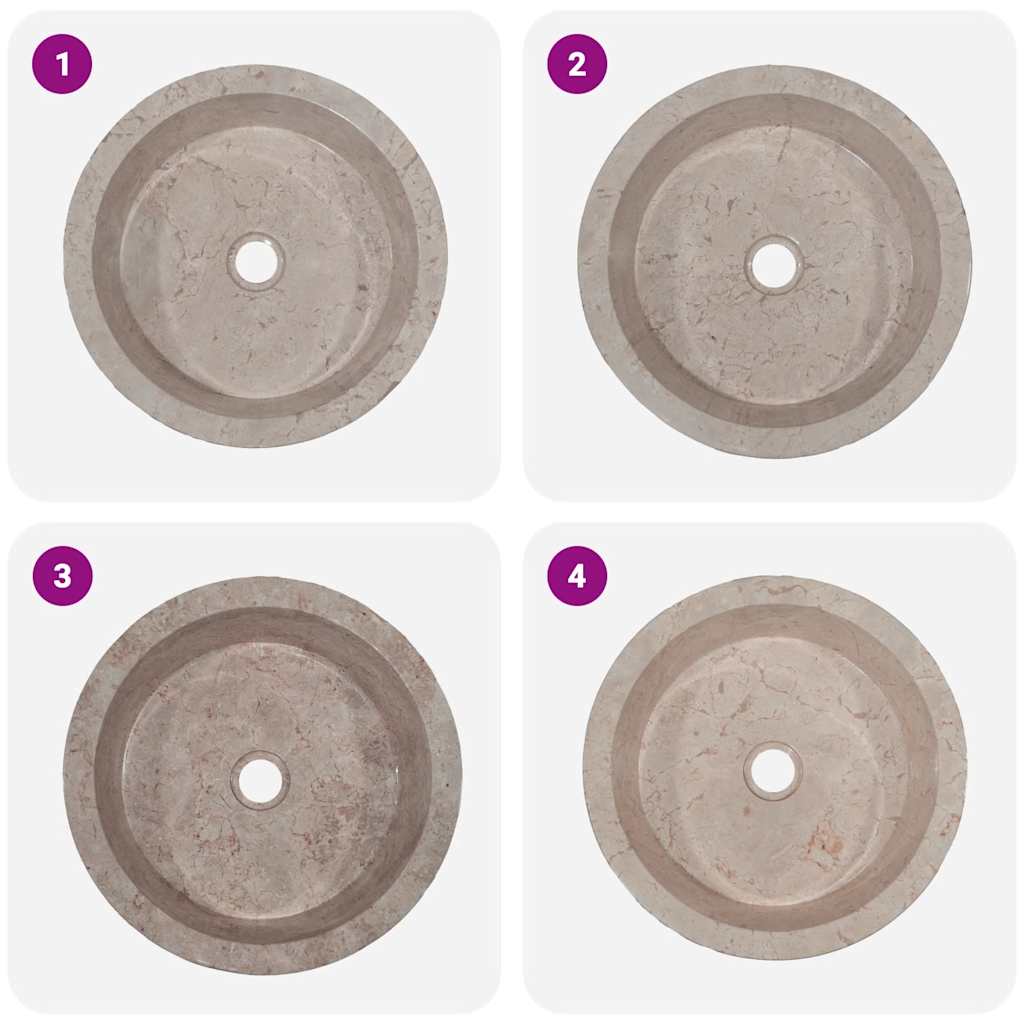 vidaXL Sink Grey Ø40x15 cm Marble