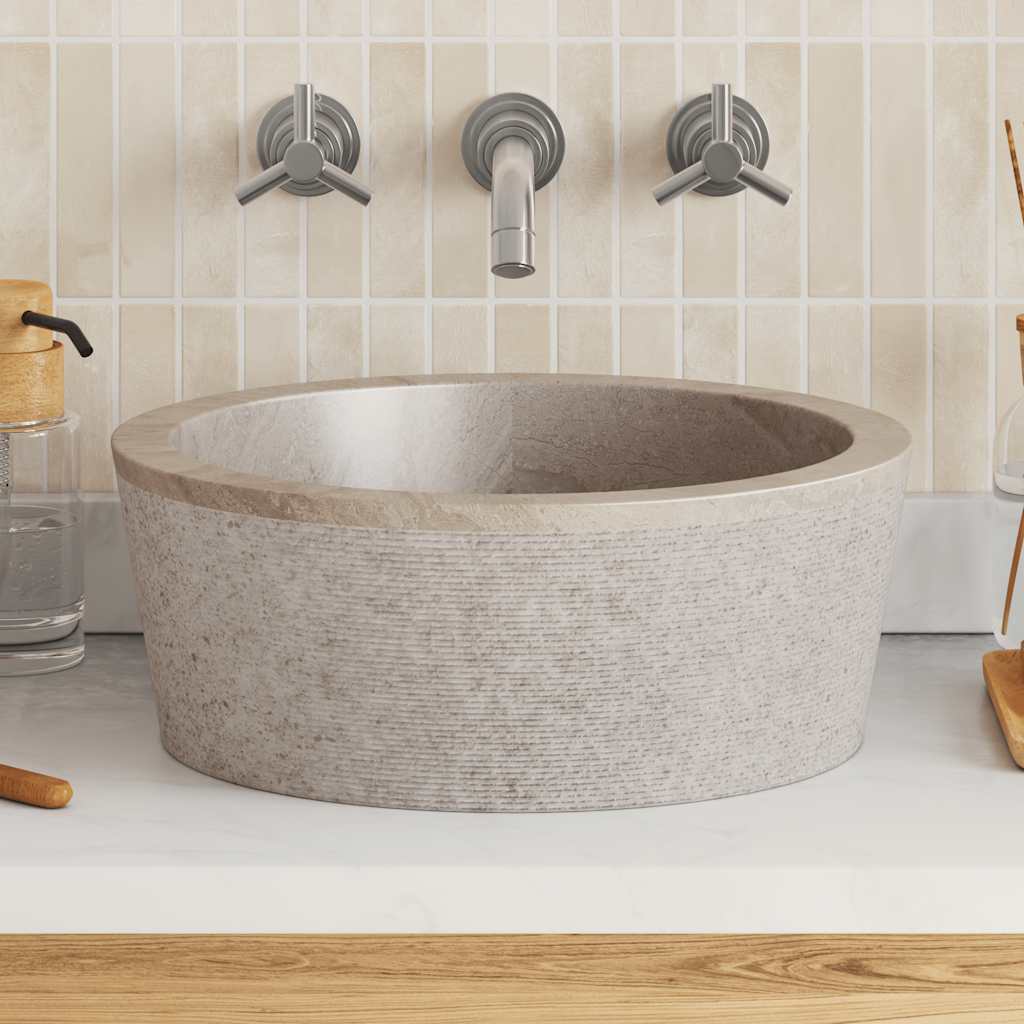 vidaXL Sink Grey Ø40x15 cm Marble