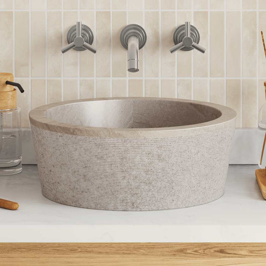 vidaXL Sink Grey Ø40x15 cm Marble