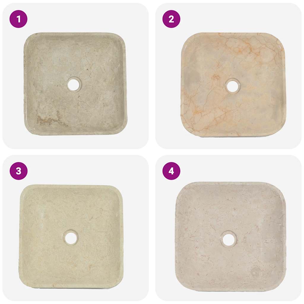 vidaXL Sink Cream 40x40x10 cm Marble