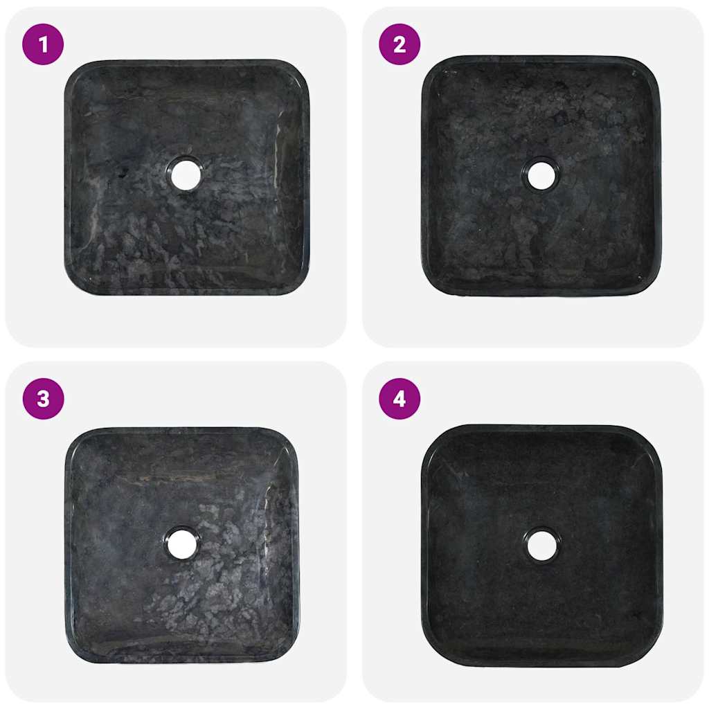 vidaXL Sink Black 40x40x10 cm Marble