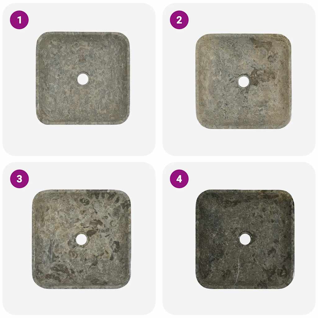 vidaXL Sink Grey 40x40x10 cm Marble